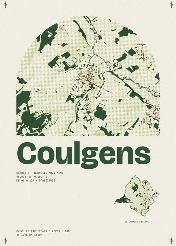 Affiche de Coulgens, calculée par 123-fr d'après l'IGN