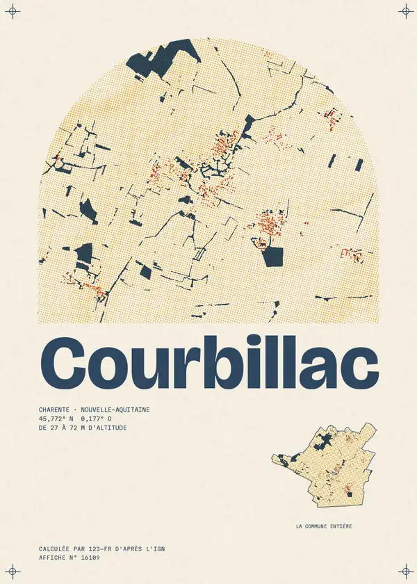 Affiche de Courbillac, calculée par 123-fr d'après l'IGN