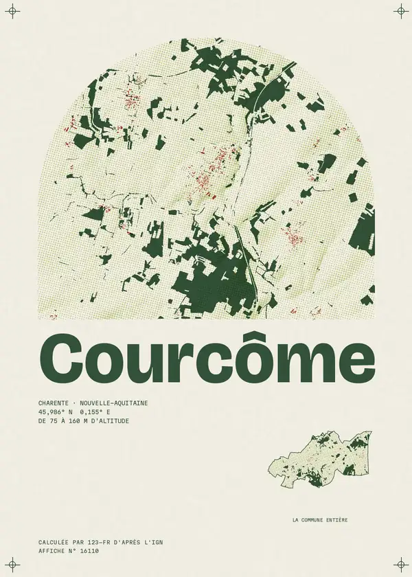 Affiche de Courcôme, calculée par 123-fr d'après l'IGN