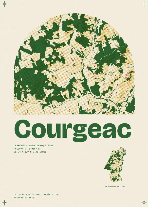 Affiche de Courgeac, calculée par 123-fr d'après l'IGN