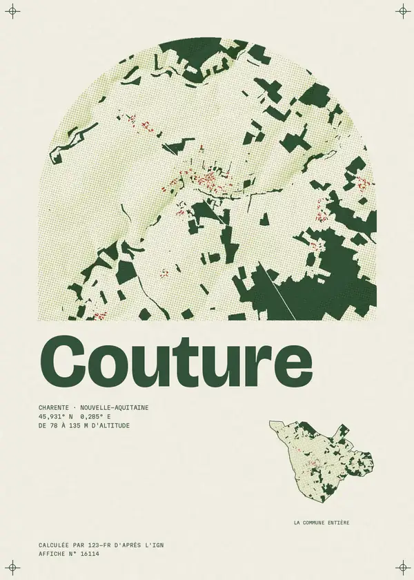 Affiche de Couture, calculée par 123-fr d'après l'IGN