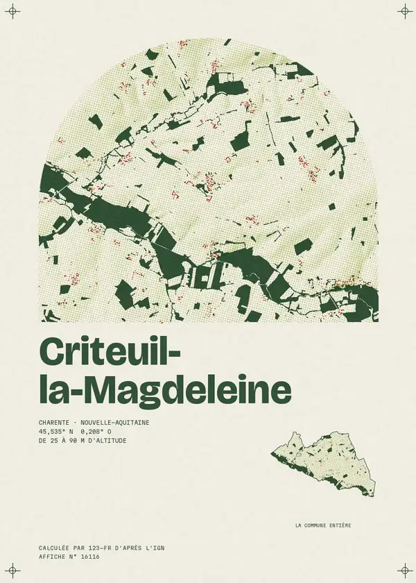 Affiche de Criteuil-la-Magdeleine, calculée par 123-fr d'après l'IGN