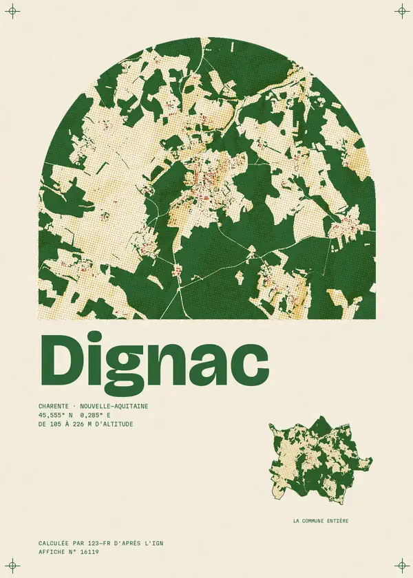 Affiche de Dignac, calculée par 123-fr d'après l'IGN