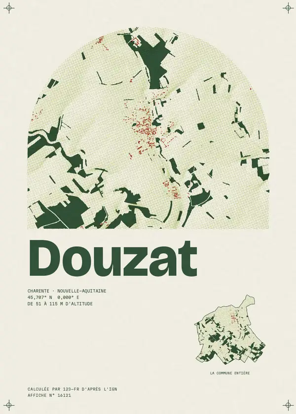 Affiche de Douzat, calculée par 123-fr d'après l'IGN