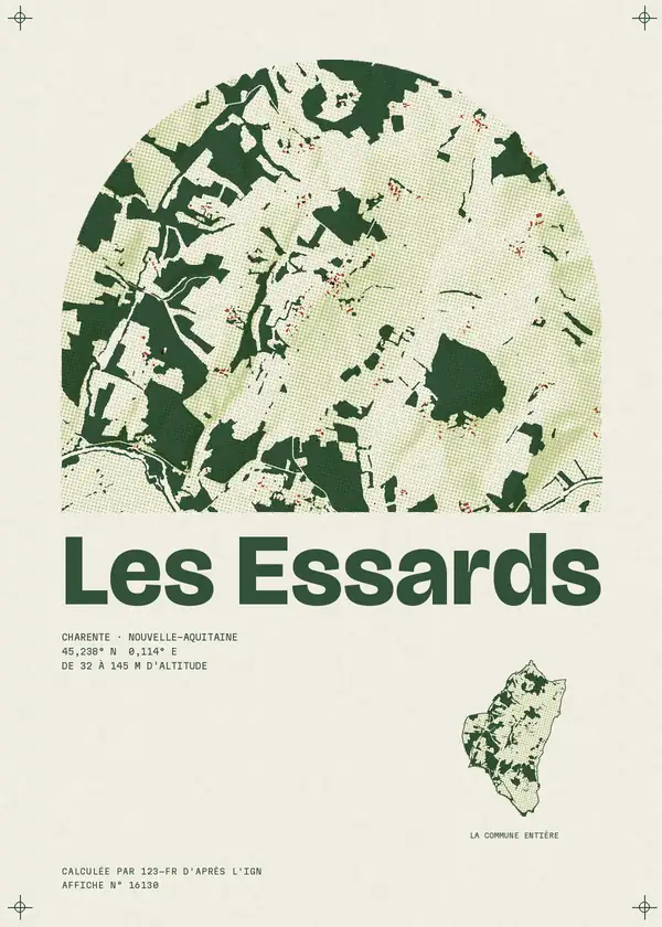 Affiche de Les Essards, calculée par 123-fr d'après l'IGN