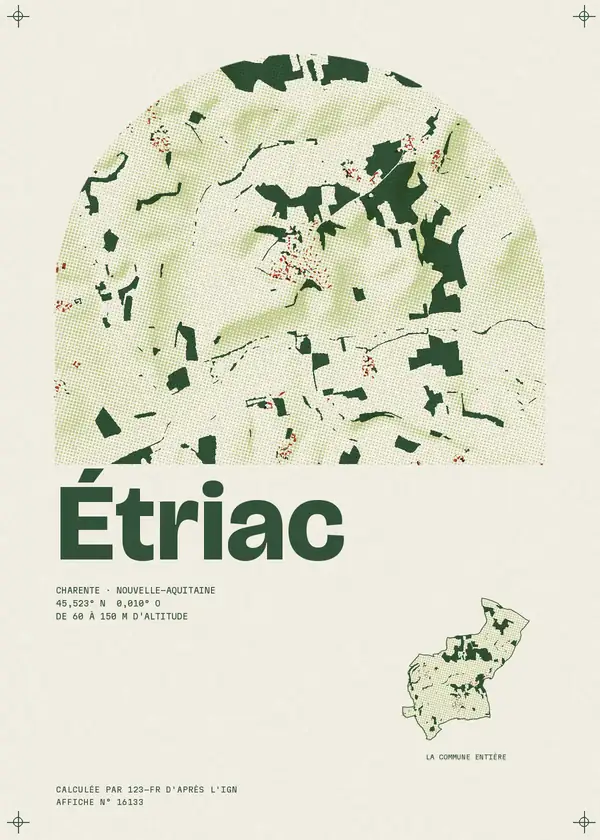 Affiche de Étriac, calculée par 123-fr d'après l'IGN