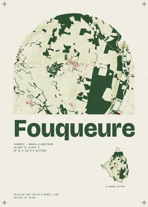 Affiche de Fouqueure, calculée par 123-fr d'après l'IGN