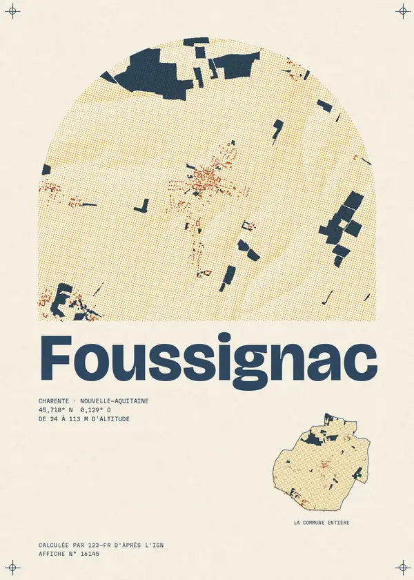 Affiche de Foussignac, calculée par 123-fr d'après l'IGN