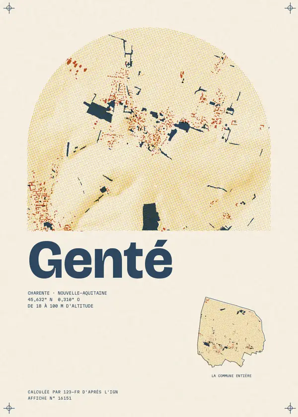 Affiche de Genté, calculée par 123-fr d'après l'IGN