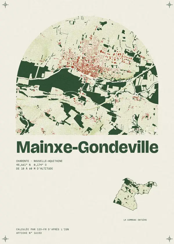 Affiche de Mainxe-Gondeville, calculée par 123-fr d'après l'IGN