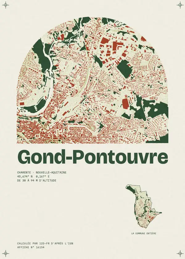 Affiche de Gond-Pontouvre, calculée par 123-fr d'après l'IGN