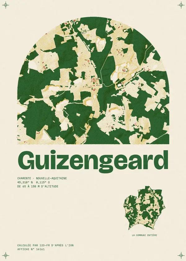 Affiche de Guizengeard, calculée par 123-fr d'après l'IGN