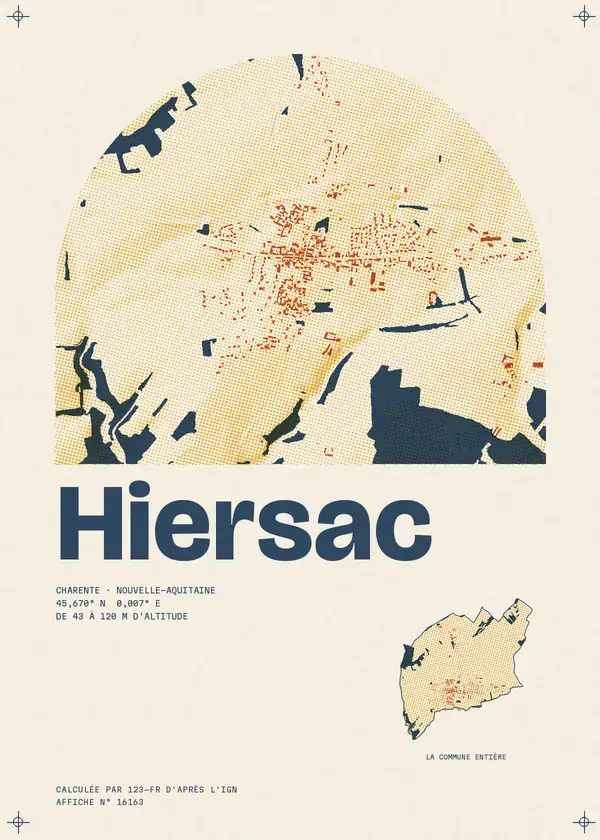 Affiche de Hiersac, calculée par 123-fr d'après l'IGN
