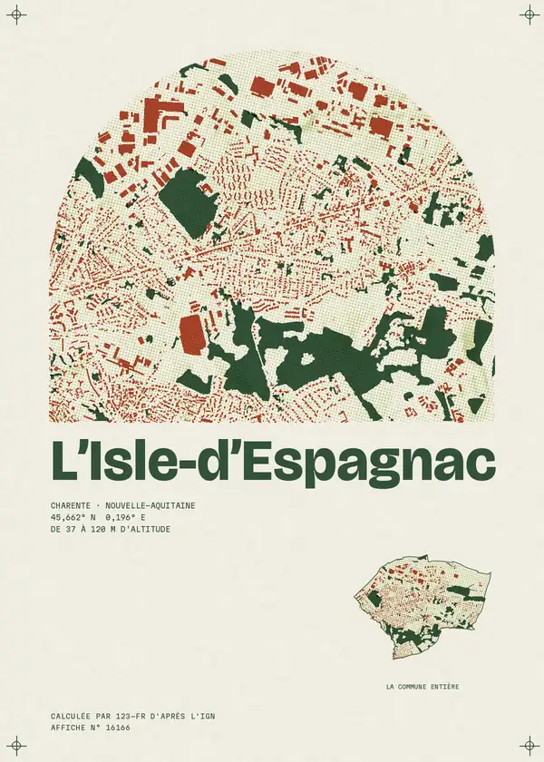 Affiche de L'Isle-d'Espagnac, calculée par 123-fr d'après l'IGN