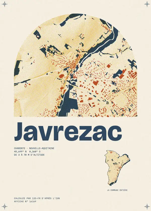 Affiche de Javrezac, calculée par 123-fr d'après l'IGN