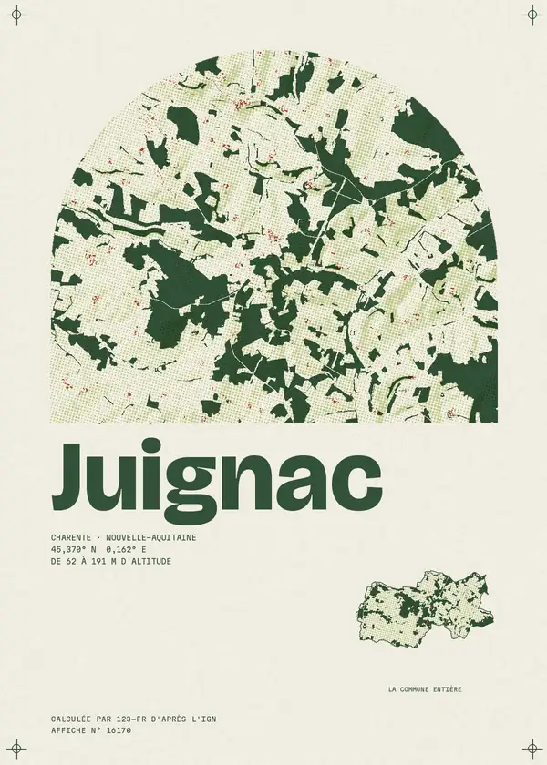 Affiche de Juignac, calculée par 123-fr d'après l'IGN