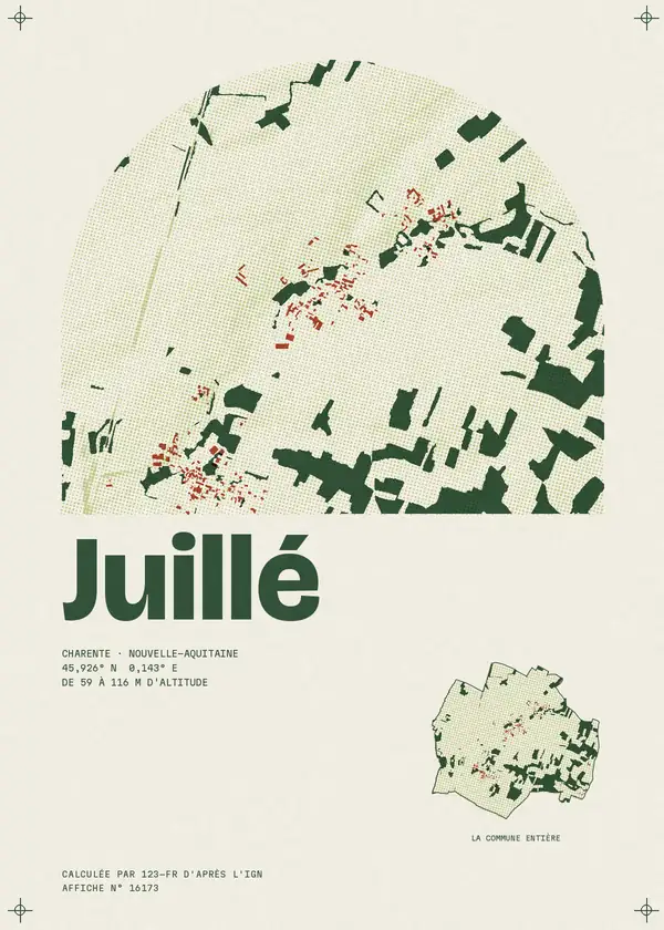 Affiche de Juillé, calculée par 123-fr d'après l'IGN