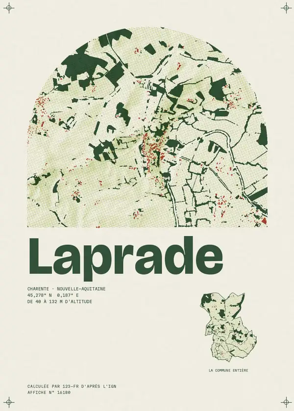Affiche de Laprade, calculée par 123-fr d'après l'IGN