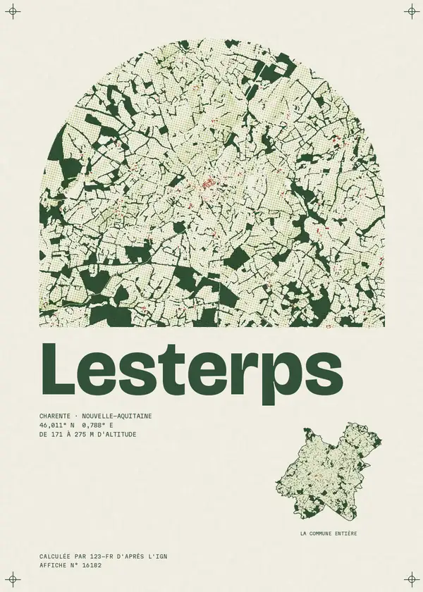 Affiche de Lesterps, calculée par 123-fr d'après l'IGN