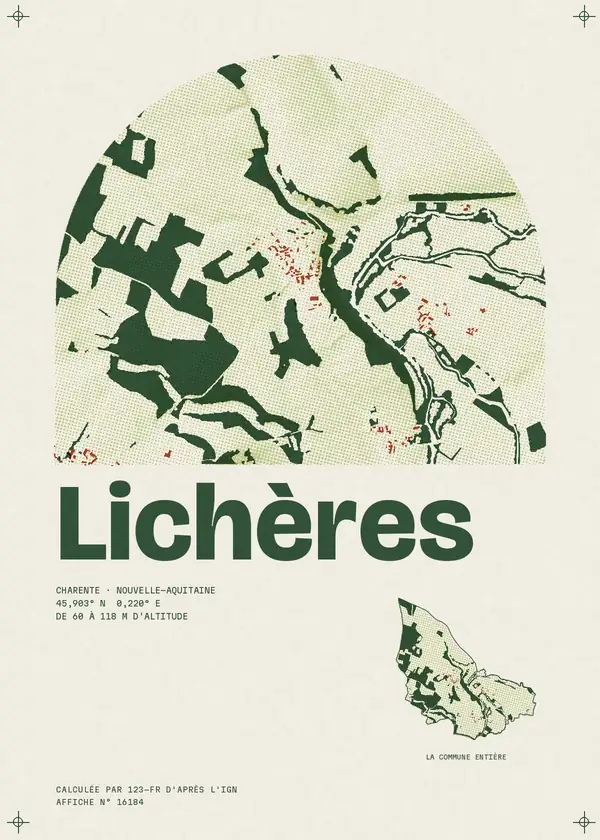 Affiche de Lichères, calculée par 123-fr d'après l'IGN