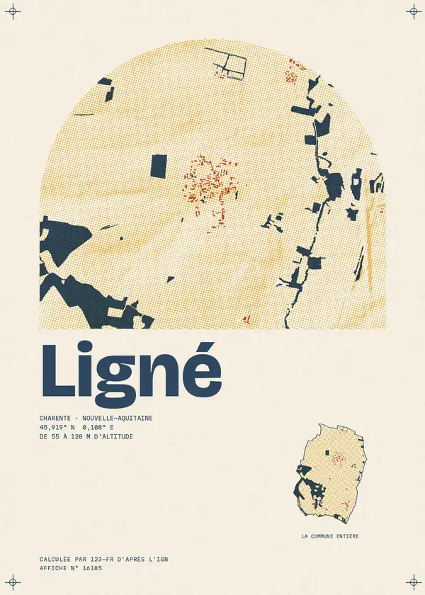 Affiche de Ligné, calculée par 123-fr d'après l'IGN