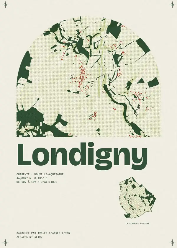 Affiche de Londigny, calculée par 123-fr d'après l'IGN