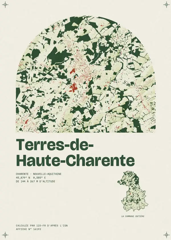 Affiche de Terres-de-Haute-Charente, calculée par 123-fr d'après l'IGN