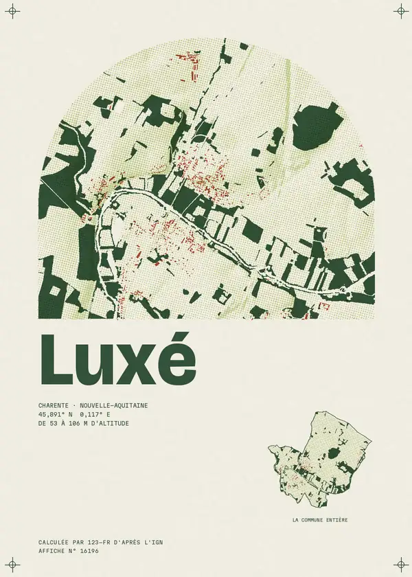 Affiche de Luxé, calculée par 123-fr d'après l'IGN