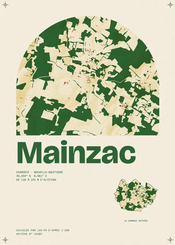 Affiche de Mainzac, calculée par 123-fr d'après l'IGN