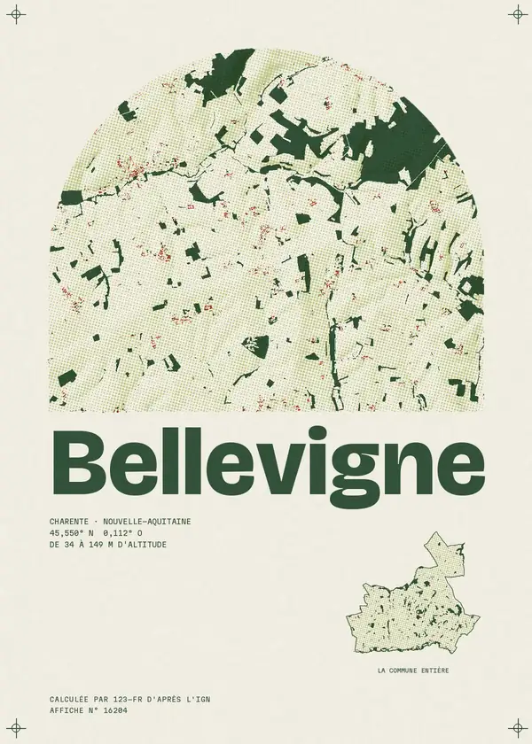 Affiche de Bellevigne, calculée par 123-fr d'après l'IGN