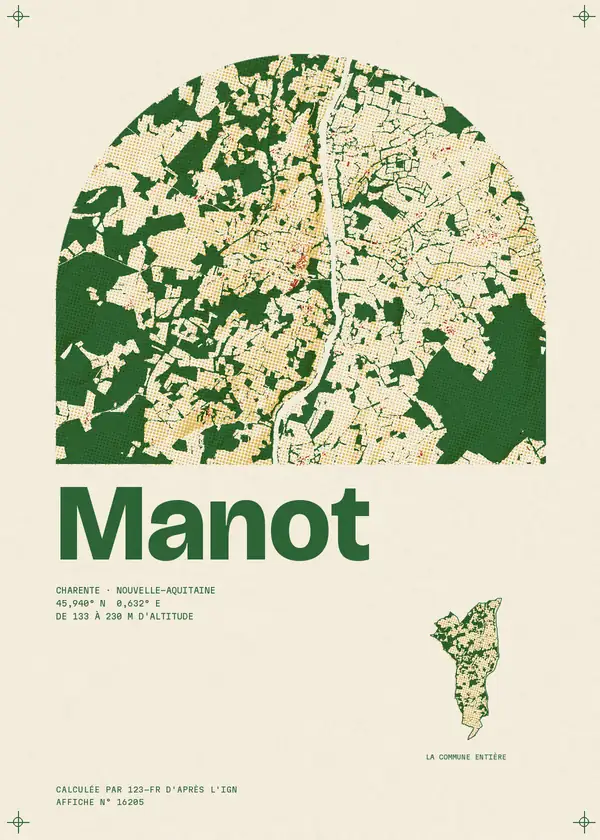 Affiche de Manot, calculée par 123-fr d'après l'IGN