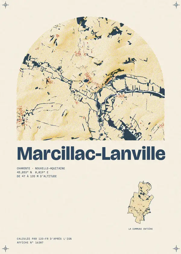 Affiche de Marcillac-Lanville, calculée par 123-fr d'après l'IGN
