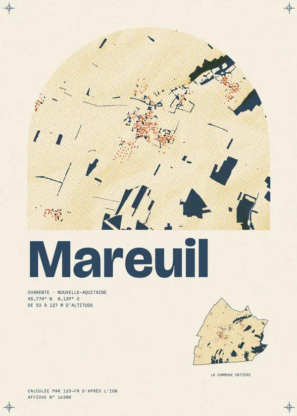 Affiche de Mareuil, calculée par 123-fr d'après l'IGN