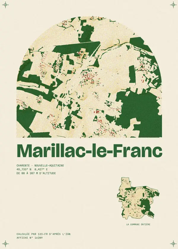 Affiche de Marillac-le-Franc, calculée par 123-fr d'après l'IGN