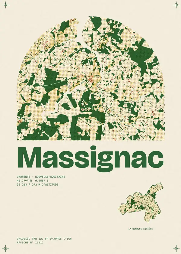 Affiche de Massignac, calculée par 123-fr d'après l'IGN