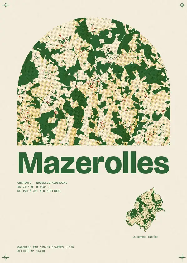 Affiche de Mazerolles, calculée par 123-fr d'après l'IGN