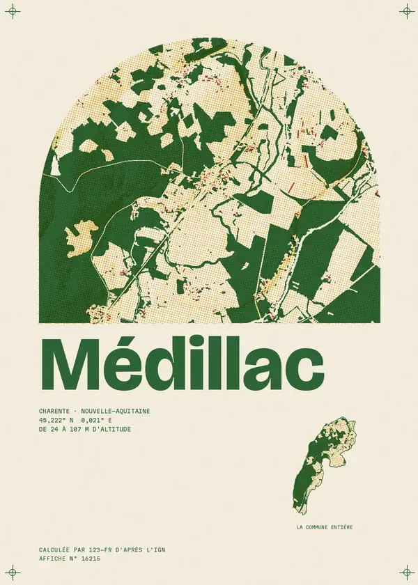 Affiche de Médillac, calculée par 123-fr d'après l'IGN