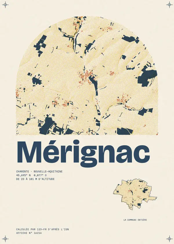 Affiche de Mérignac, calculée par 123-fr d'après l'IGN