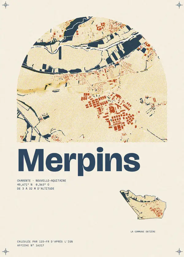 Affiche de Merpins, calculée par 123-fr d'après l'IGN