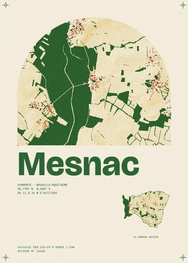 Affiche de Mesnac, calculée par 123-fr d'après l'IGN