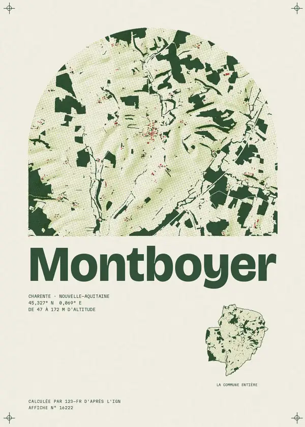 Affiche de Montboyer, calculée par 123-fr d'après l'IGN