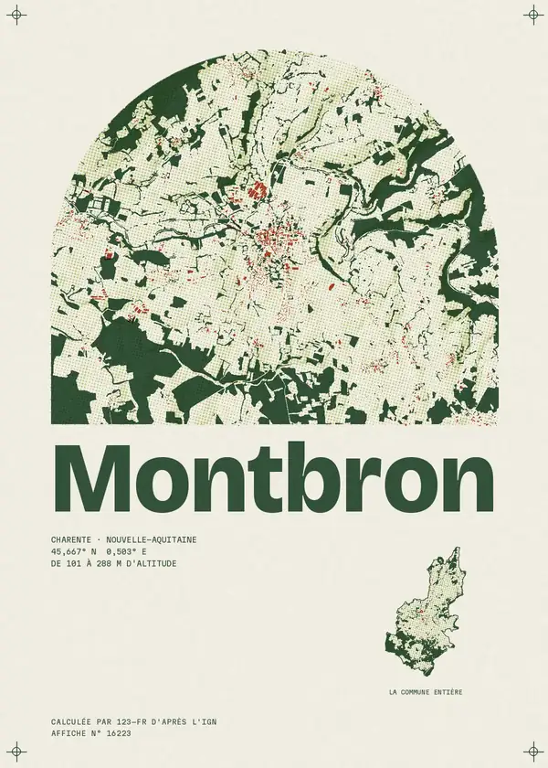 Affiche de Montbron, calculée par 123-fr d'après l'IGN