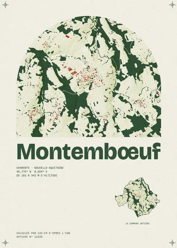 Affiche de Montembœuf, calculée par 123-fr d'après l'IGN