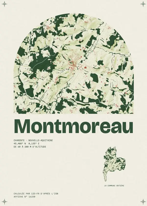 Affiche de Montmoreau, calculée par 123-fr d'après l'IGN