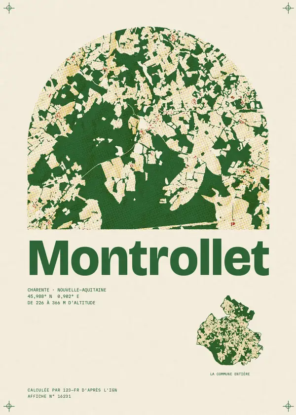 Affiche de Montrollet, calculée par 123-fr d'après l'IGN
