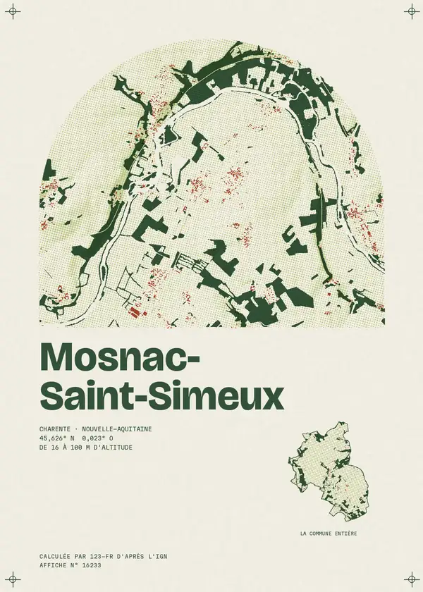 Affiche de Mosnac-Saint-Simeux, calculée par 123-fr d'après l'IGN