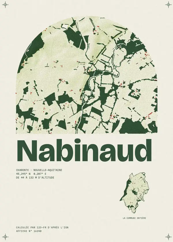 Affiche de Nabinaud, calculée par 123-fr d'après l'IGN