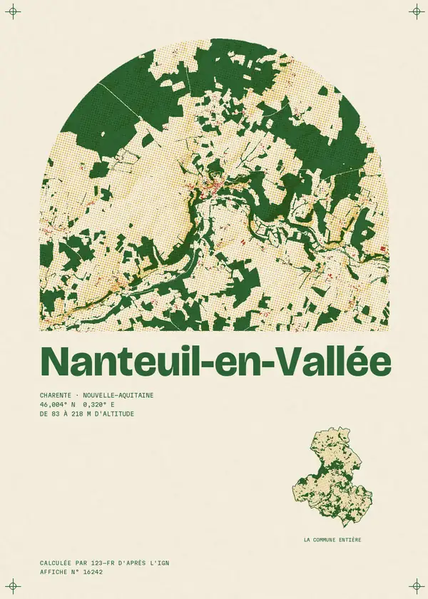 Affiche de Nanteuil-en-Vallée, calculée par 123-fr d'après l'IGN