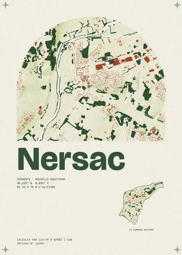 Affiche de Nersac, calculée par 123-fr d'après l'IGN