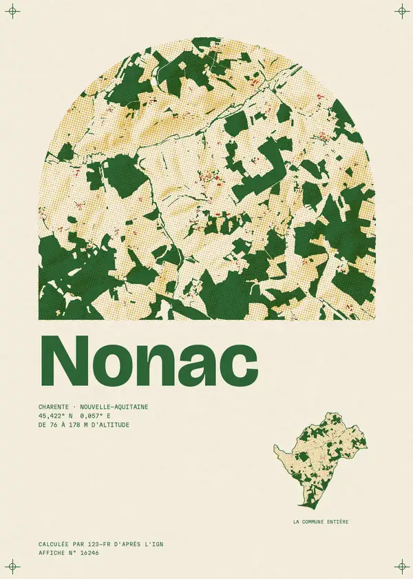 Affiche de Nonac, calculée par 123-fr d'après l'IGN